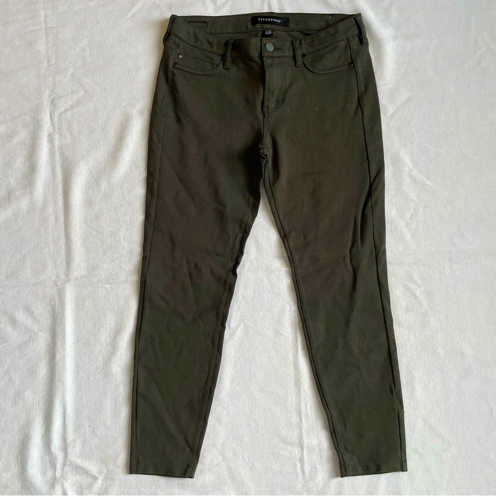 Liverpool military green skinny jeans women’s size 4 petite